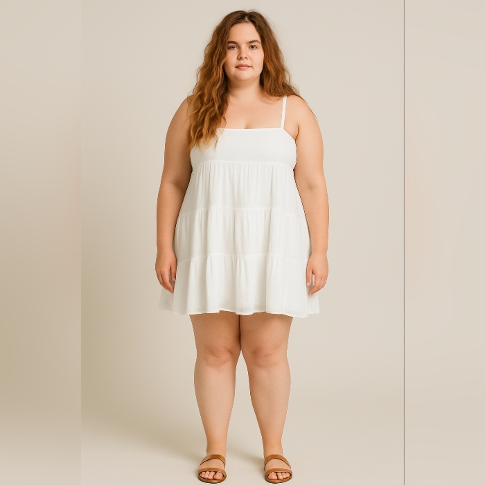 ZARA White Tiered Mini Dress Sz XXL
